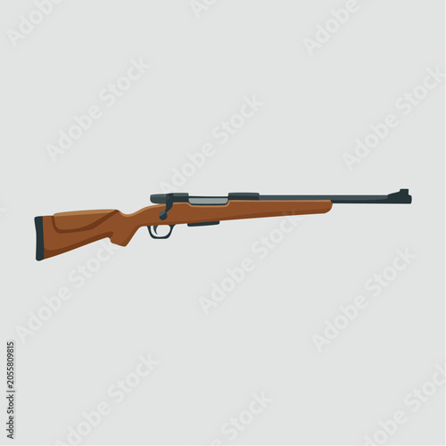 Realistic brown and black rifle illustration isolated on white