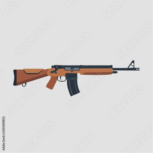 Modern brown and black semi-automatic rifle illustration on clean