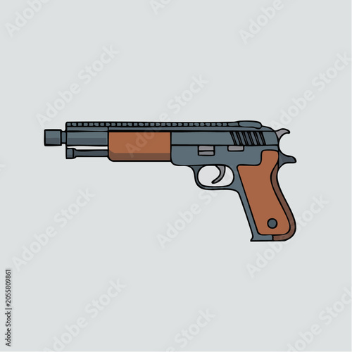 Modern brown and gray semi-automatic pistol handgun illustration