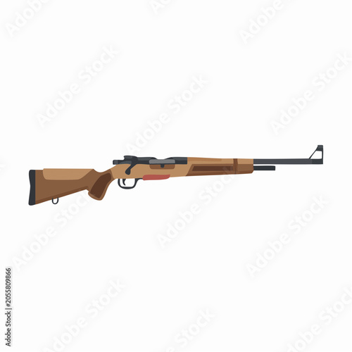 Realistic brown and black rifle illustration with orange accents