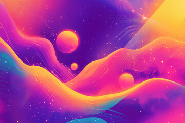 Crédence de cuisine Rose Vibrant and surreal landscape with flowing, abstract forms in spectrum of neon purples, pinks, and oranges, evoking sense of wonder and cosmic exploration.  © Warunporn