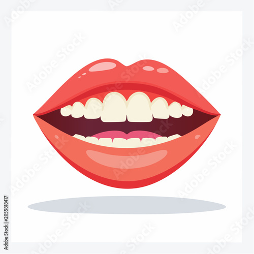 Smiling Mouth with White Teeth