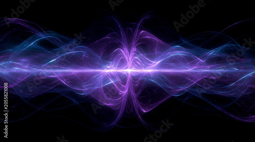 Fractal energy abstract background. Glowing fractal lines, cosmic patterns, deep purple and blue tones