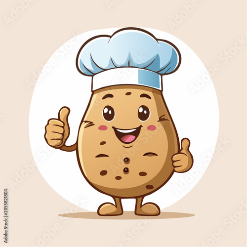 Happy Chef Potato Character Giving Thumbs Up