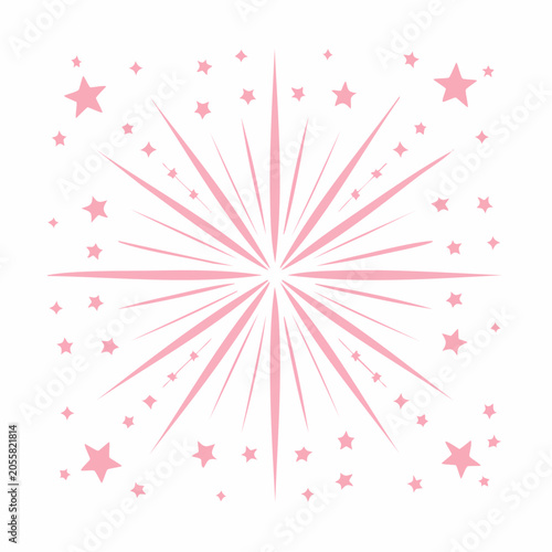 Pink Starburst and Stars Graphic