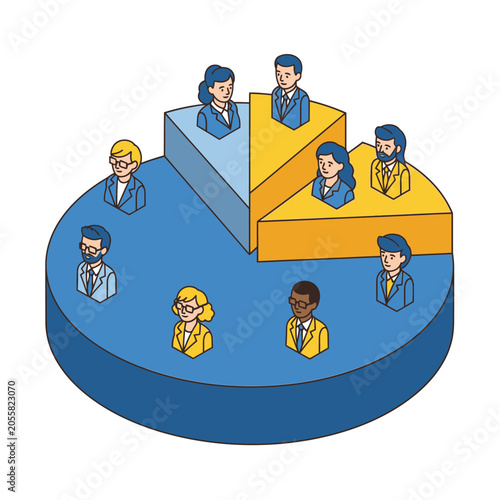 Modern minimalist flat illustration of a blue magnifying glass icon for search