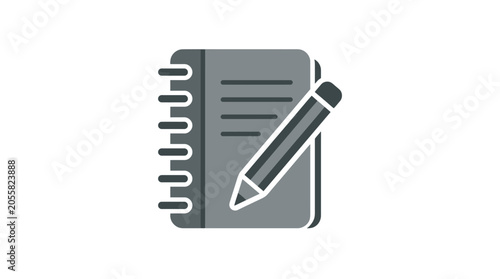 Fotografía Notebook and Pencil Icon - Writing and Note Taking Symbol