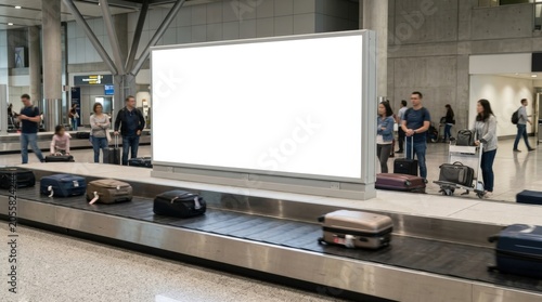 Blank Horizontal Billboard Mockup at Airport Baggage Claim