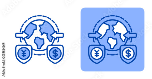 Bild auf Leinwand Currency War icon, with contrast background.