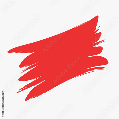Red Brush Stroke on White Background