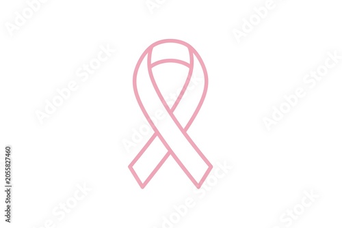 A simple pink ribbon outline illustration graphic symbolizing breast cancer awareness month support and solidarity for patients survivors and advocates around the world providing hope