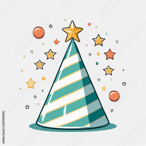 Birthday Party Hat with Stars and Confetti