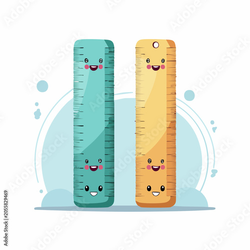 Cute Cartoon Rulers with Happy Faces