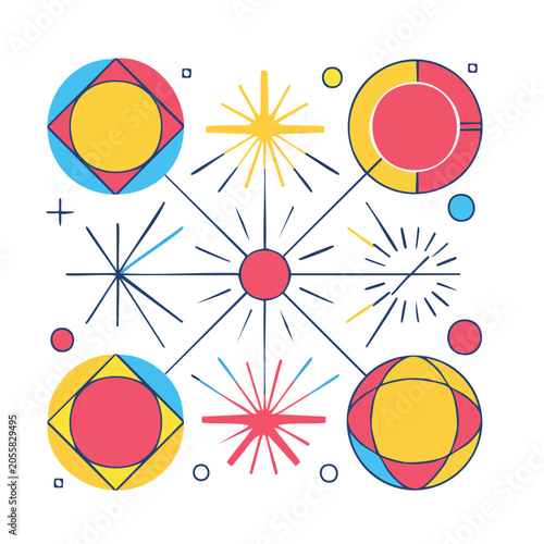 Flat design sun vector with rays and face