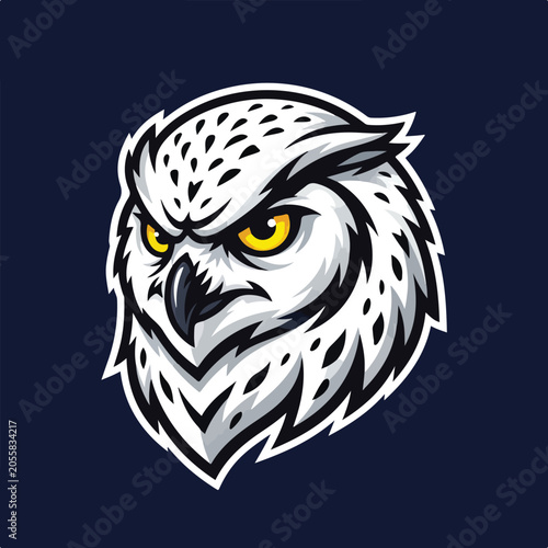 Schilderij op canvas Aggressive Snowy Owl Mascot Logo Design Illustration.