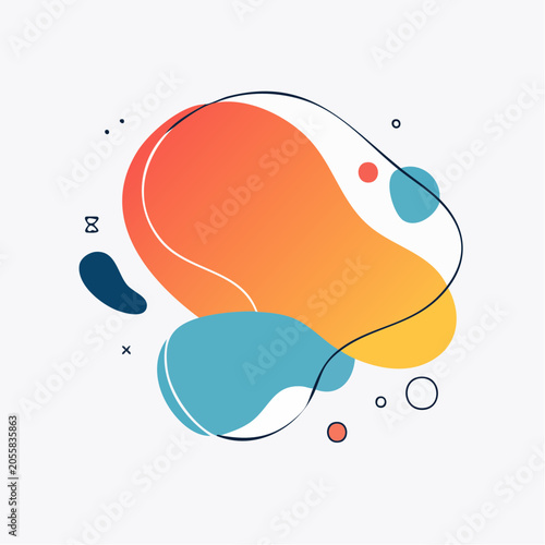 Abstract Fluid Shapes with Gradient Colors and Line Art