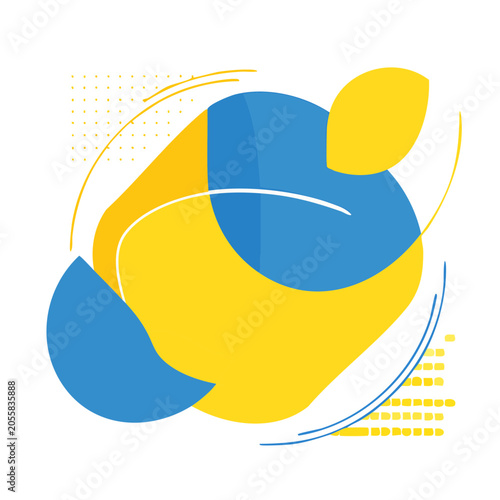 Abstract Geometric Shapes in Blue and Yellow