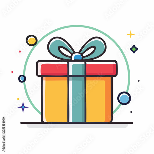 Gift Box Icon with Ribbon and Bow