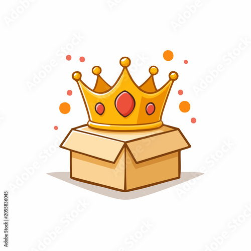 Golden Crown in Open Cardboard Box