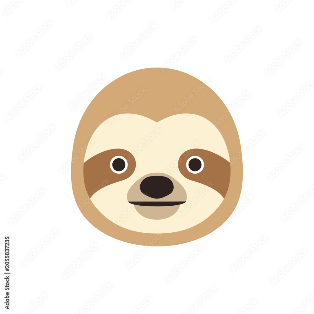 Obraz premium Cute Sloth Face Illustration - Adorable Animal Character Design