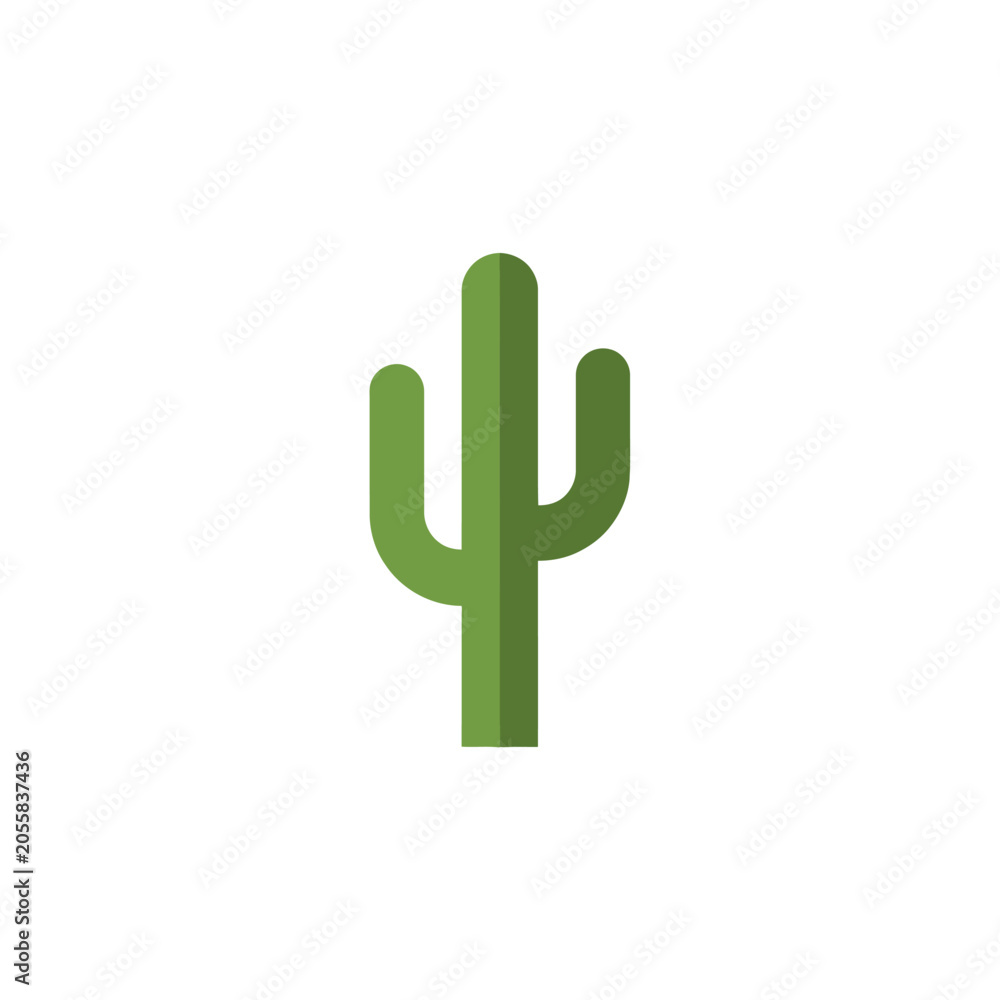 Fototapeta premium Minimalist green cactus icon isolated on white background