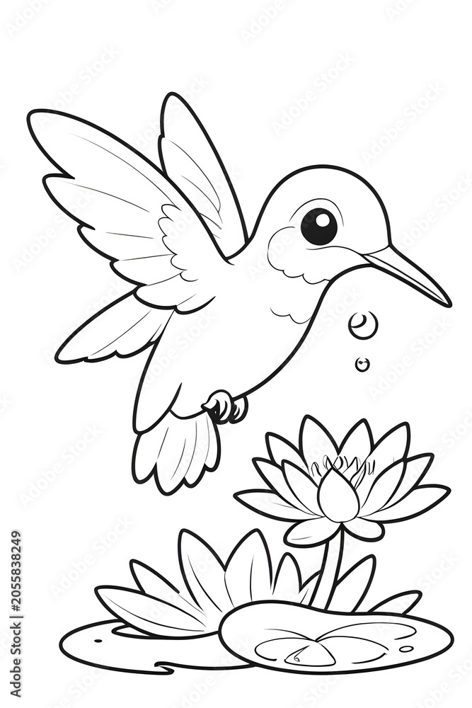 Fototapeta premium Hummingbird coloring page for kids
