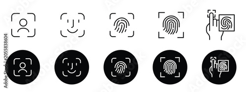 Biometric Id Icon Set - Biometric Identification Face Recognition Identity Verification Icons