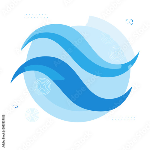 Abstract blue wave shape flat design