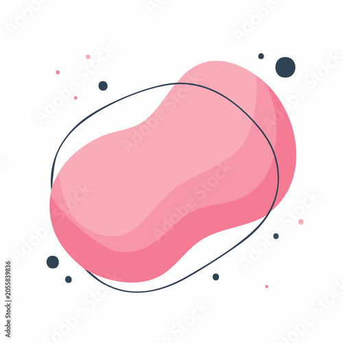 Abstract Pink Blob with Outline and Dots