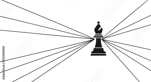 Tableau sur toile Strategic Bishop Chess Piece Facing Multiple Incoming Lines