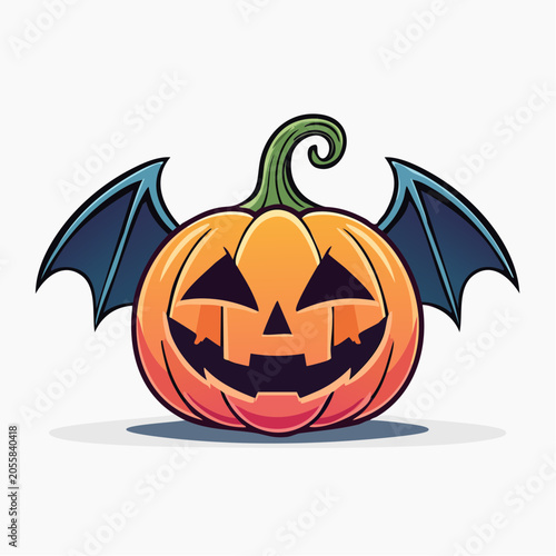 Halloween Pumpkin with Bat Wings