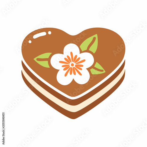 Heart-shaped cookie with flower decoration