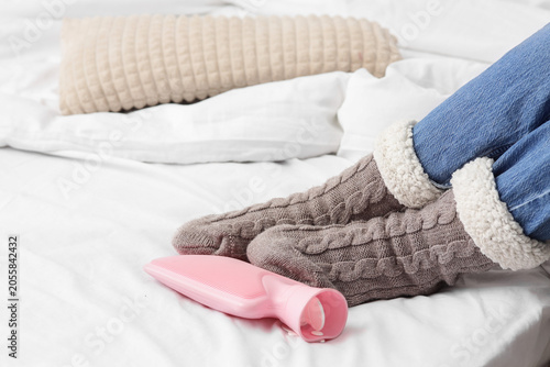 Young woman in socks with p...