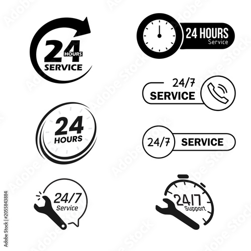 Fotografie Retro 24 Hours Service Stamp and Badge Collection