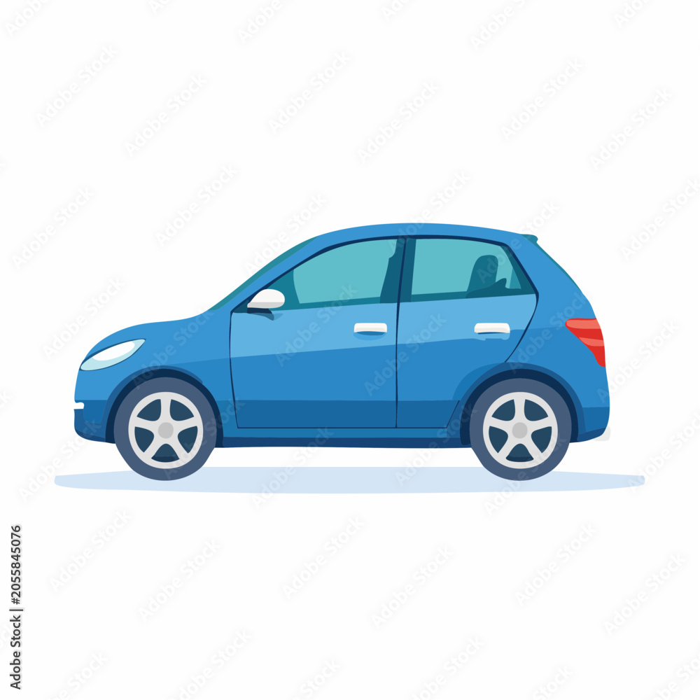 Fototapeta premium Blue Hatchback Car Illustration