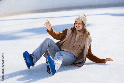 Happy young woman falling o...