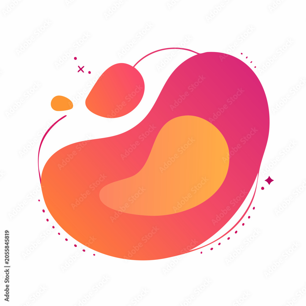 Fototapeta premium Abstract Gradient Blob Shape with Swirls and Dots