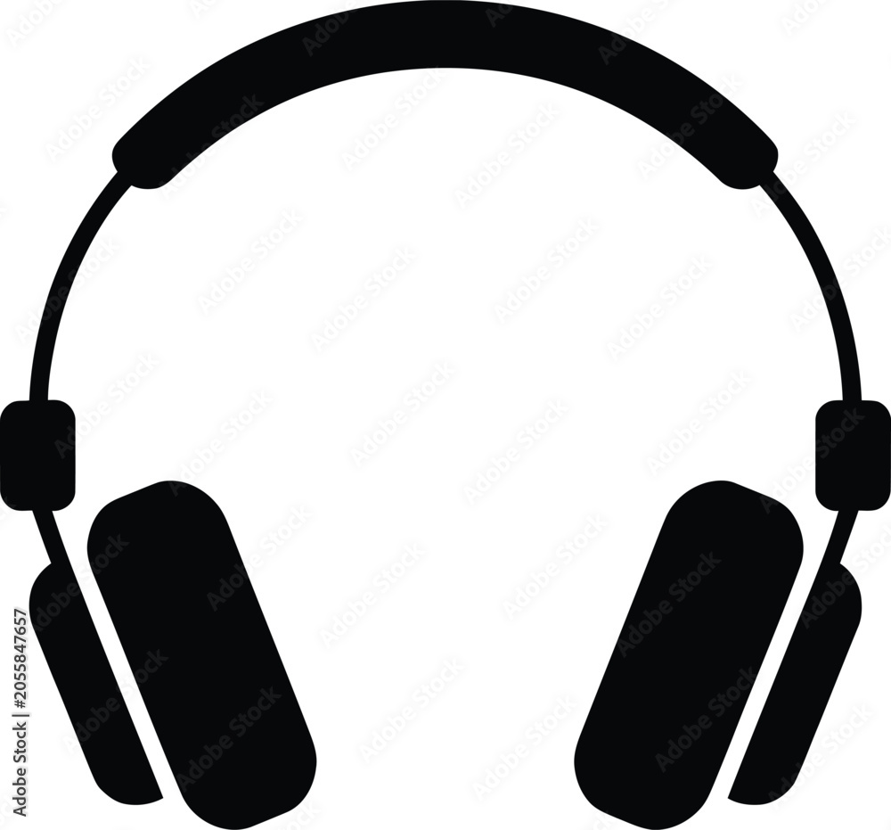 Obraz premium Headphones audio headset sound equipment solid glyph style vector illustration