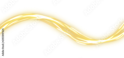 Shining Gold Light Wave Motion Trail Isolated on transparent Background