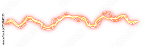 Glowing Orange Fire Light Trail Wave Isolated on transparent Background