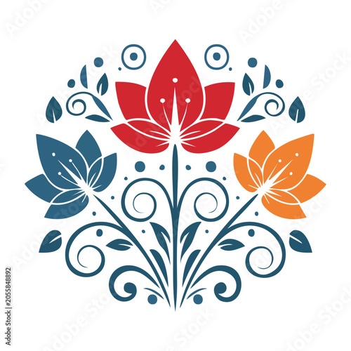 Floral pattern with butterflies and leaves vector