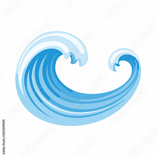Stylized Blue Ocean Wave Illustration