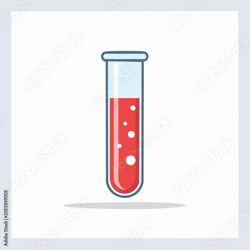 Test Tube with Red Liquid and Bubbles