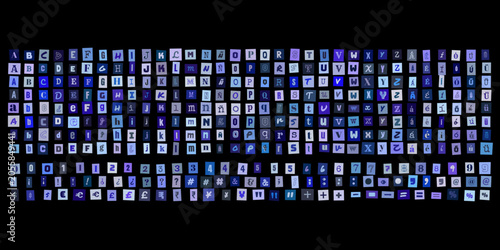Tableau sur toile Letras recortadas estilo nota de rescate, alfabeto completo y numeros para disen