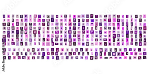 Konstfotografi Alfabeto de letras recortadas estilo collage morado para diseno grafico creativo