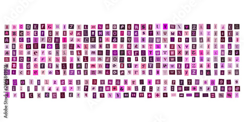 Obraz na płótnie Alfabeto de letras recortadas estilo collage rosa y morado para diseno grafico c
