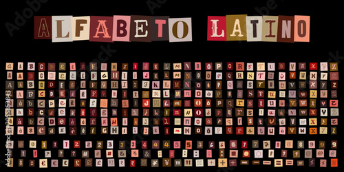 Tableau sur toile ALFABETO LATINO stile collage ritagli di giornale per messaggi anonimi e design