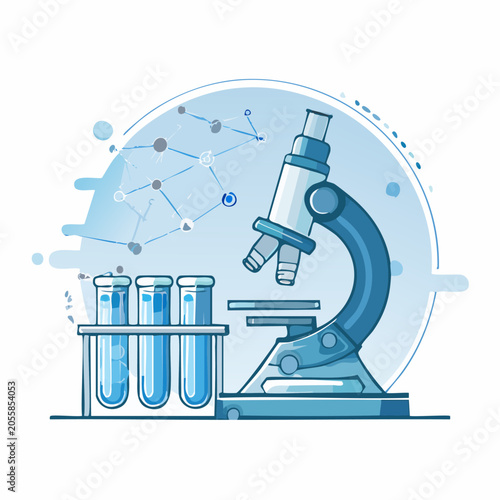 Microscope and Test Tubes in a Science Lab Setting.