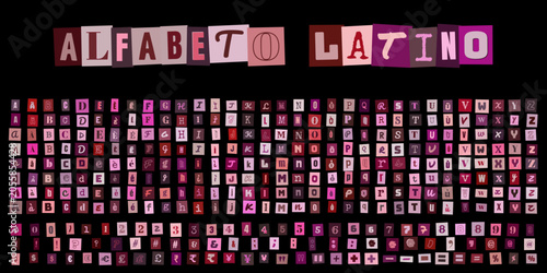 Tableau sur toile ALFABETO LATINO stile lettera di riscatto collage ritagli di giornale set di car