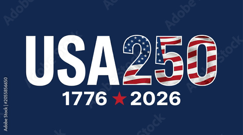 USA 250 logo, America 250th anniversary banner, typography